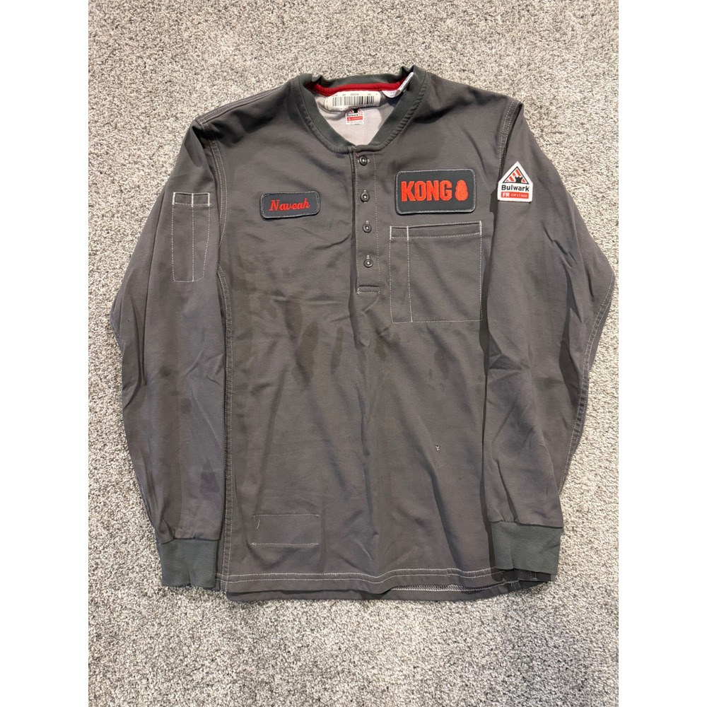 Bulwark Shirt Mens M Gray KONG Naveah Flame Resistant FR iQ Series Henley *